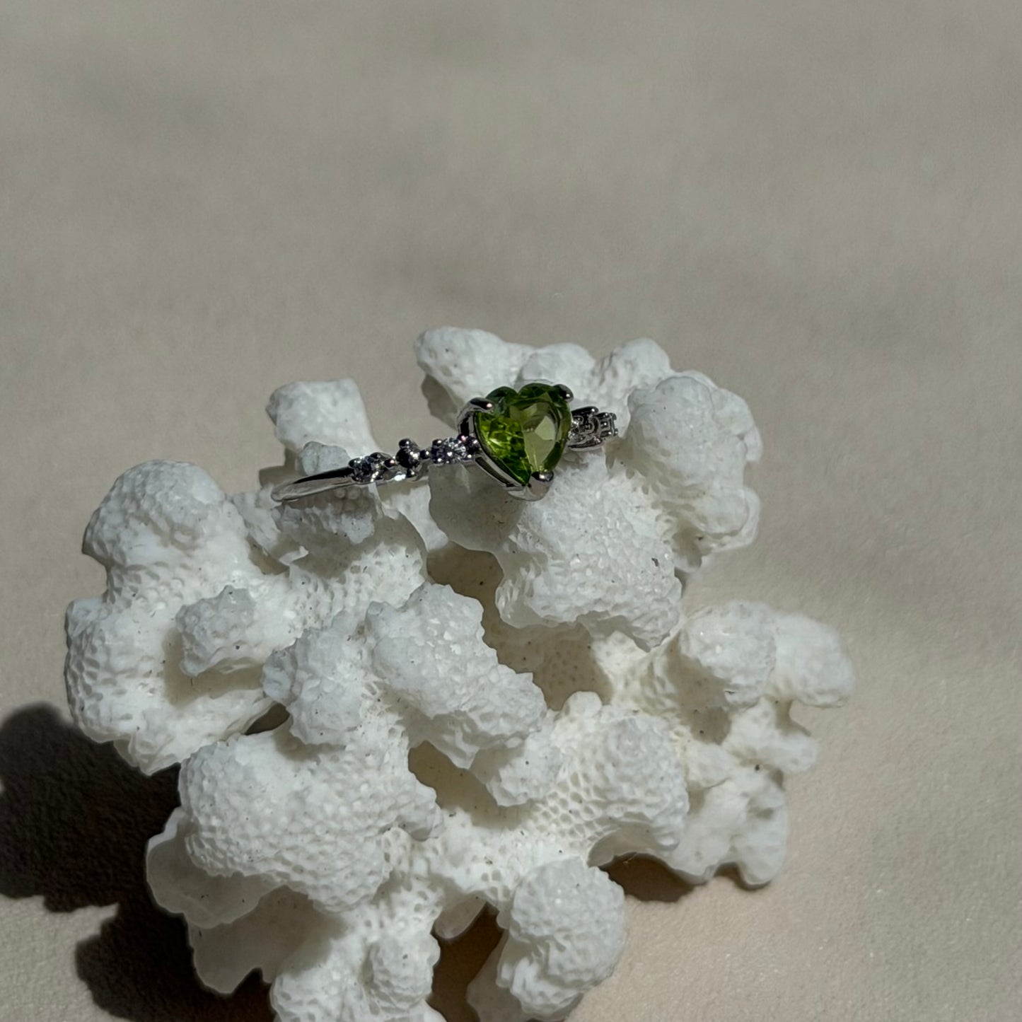 Peridot Ring - 925 Silber - Größenverstellbar