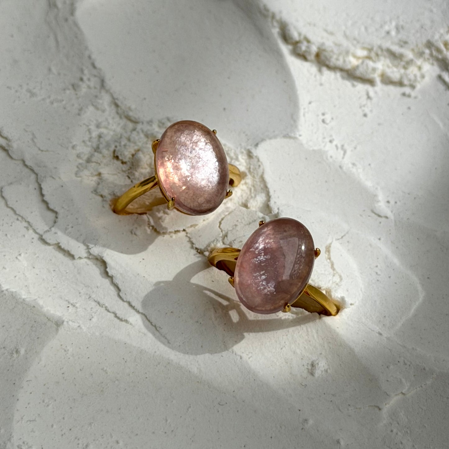 HQ Lepidolit mit Mica Ring - 925 Silber - Vergoldet