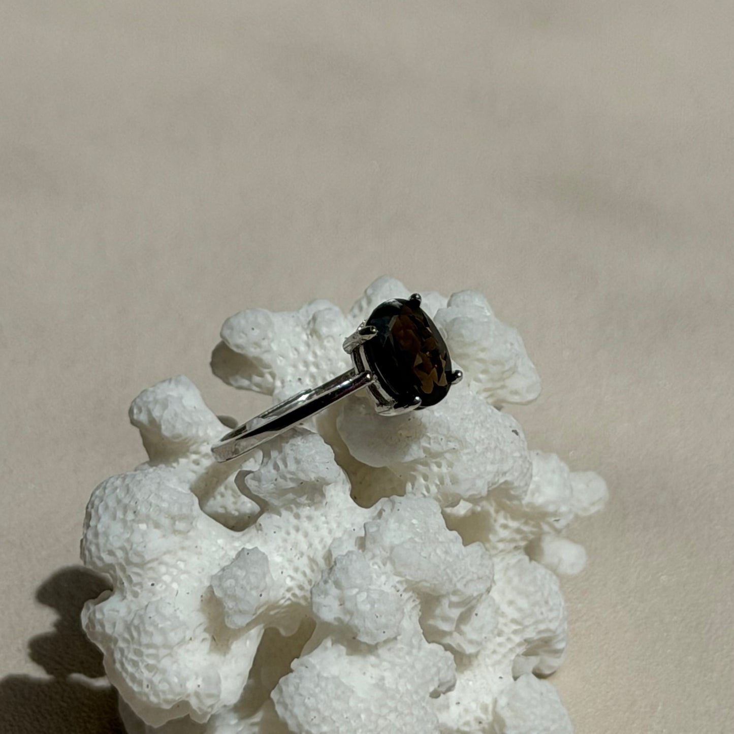 Rauchquarz Ring - 925 Silber - Größenverstellbar
