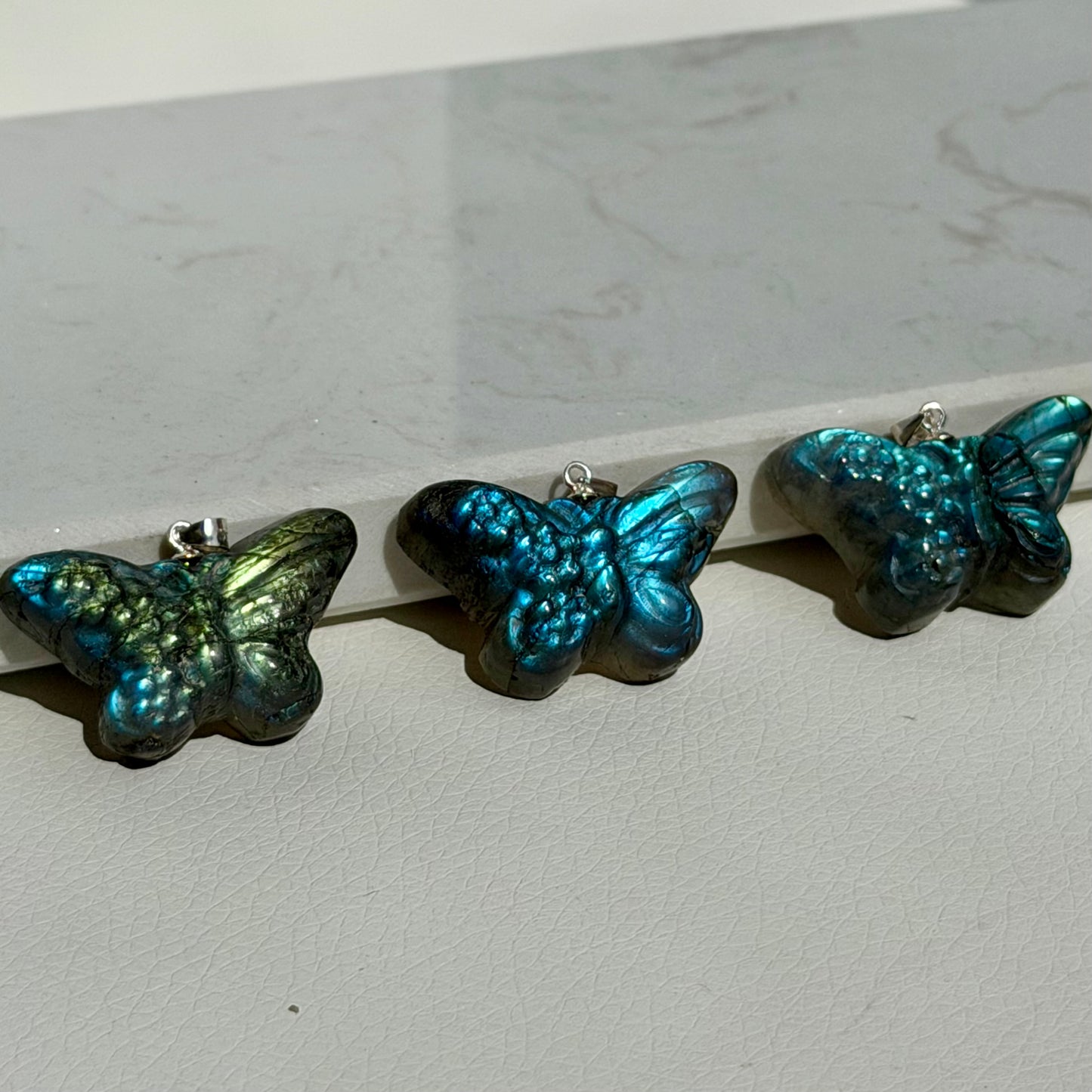 Labradorit Schmetterling Anhänger - 925 Silber
