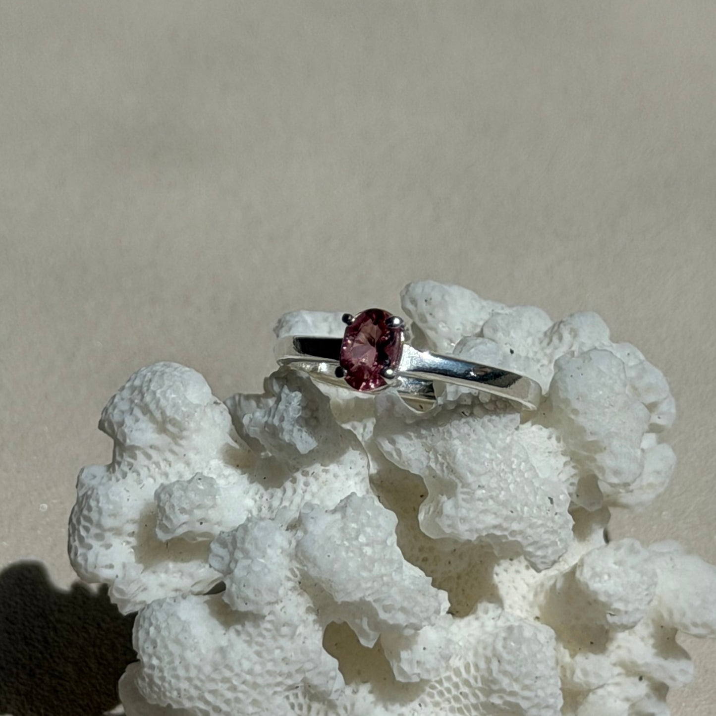 Pinker Turmalin Ring - 925 Silber - Größe 52