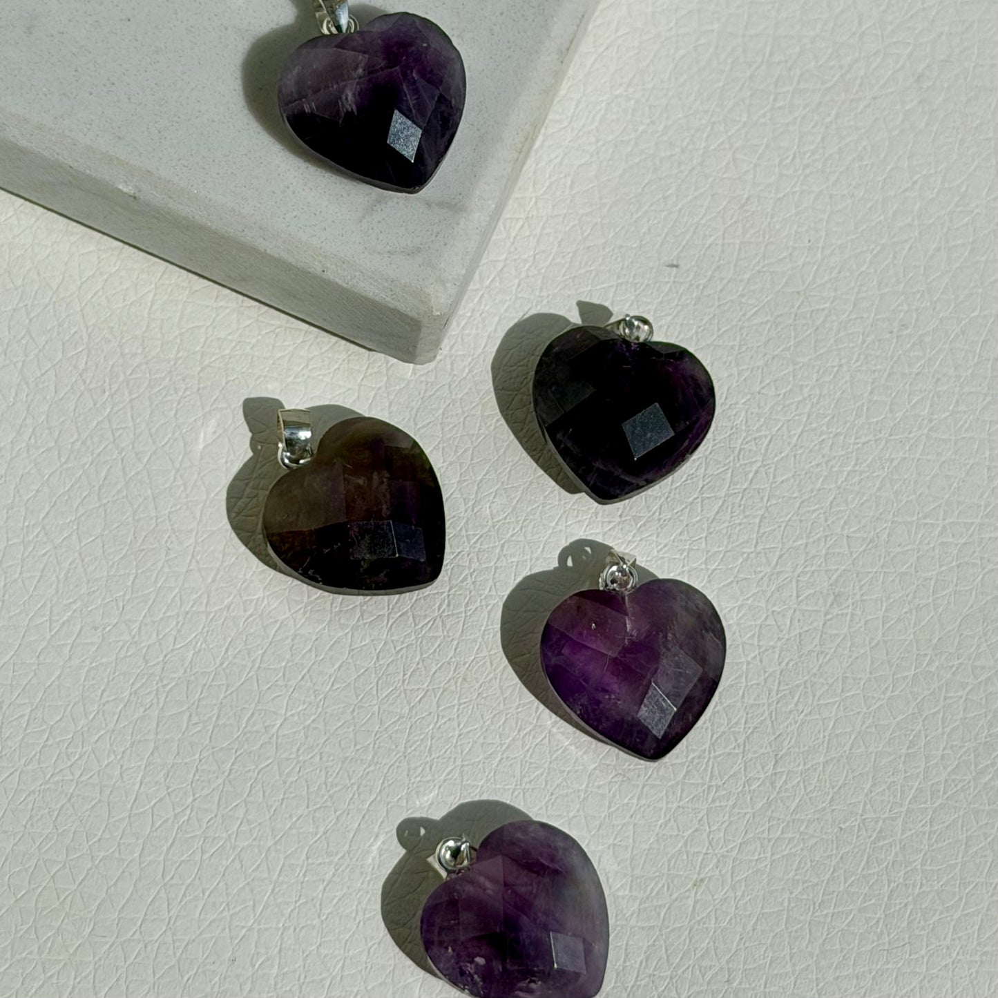 Amethyst Herz Anhänger - facettiert - 925 Silber