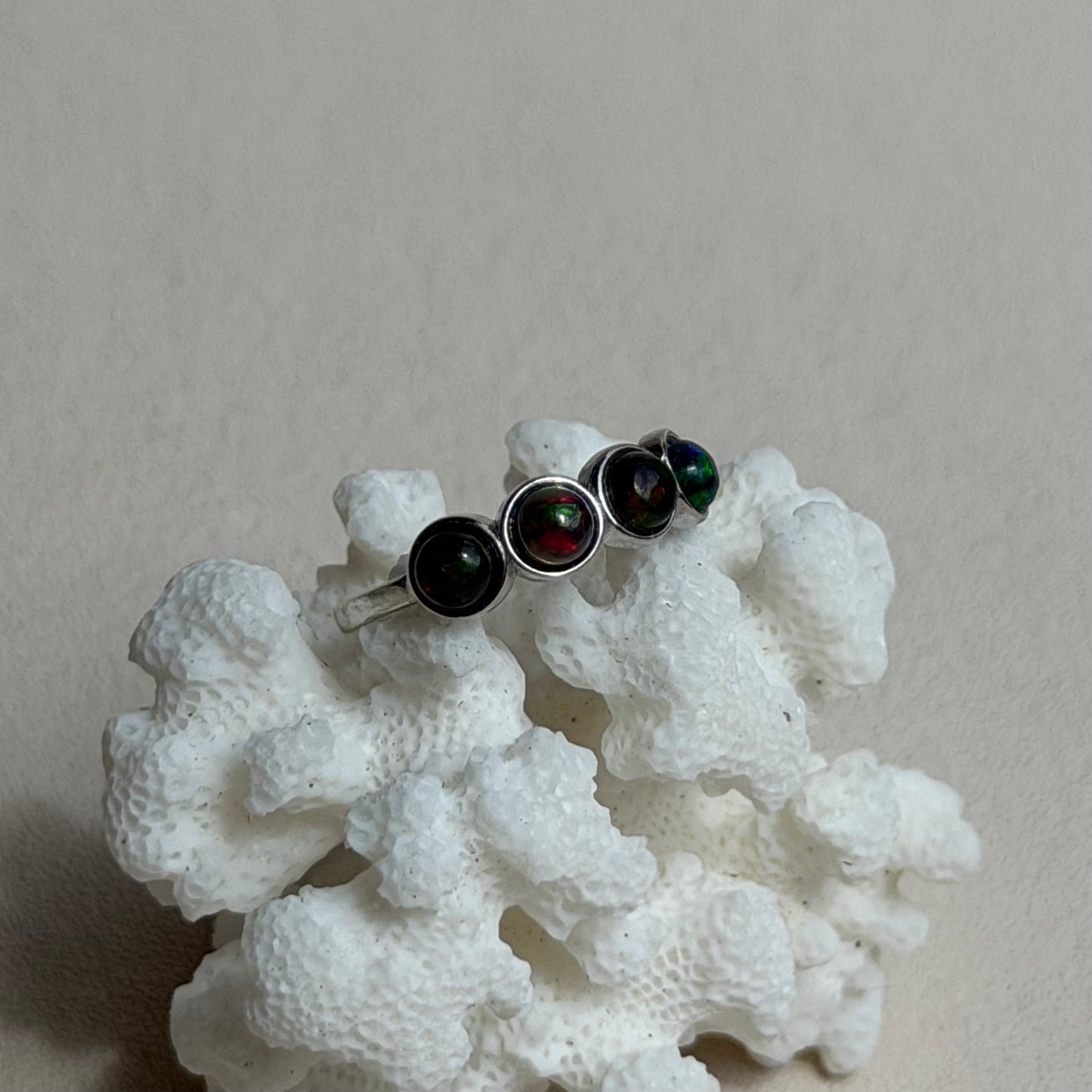 Äthiopischer Opal Ring - 925 Silber - Größenverstellbar