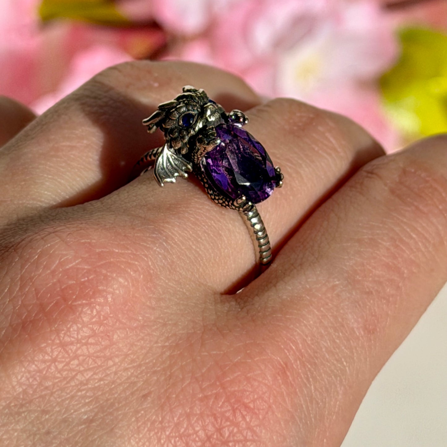 Drachen Ring 925 Silber Amethyst