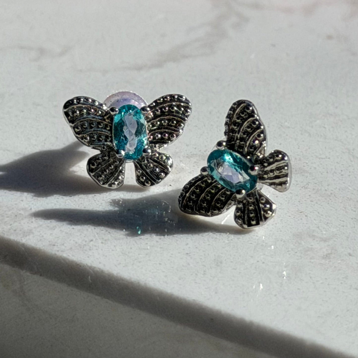 Schmetterlings Ohrringe - Topaz - 925 Silber