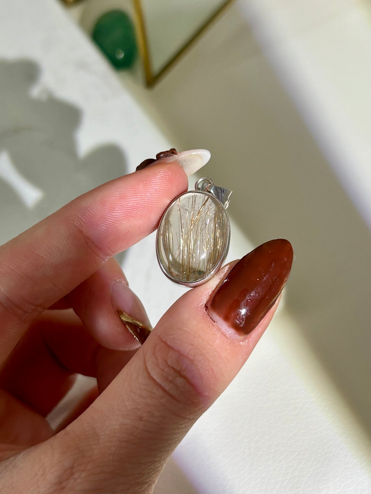 Rutilquarz Anhänger - 925 Silber - 18k vergoldet
