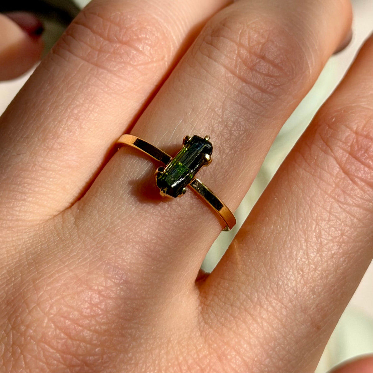 Gaia Ring - Grüner Turmalin - 925 Silber 14k Vergoldet