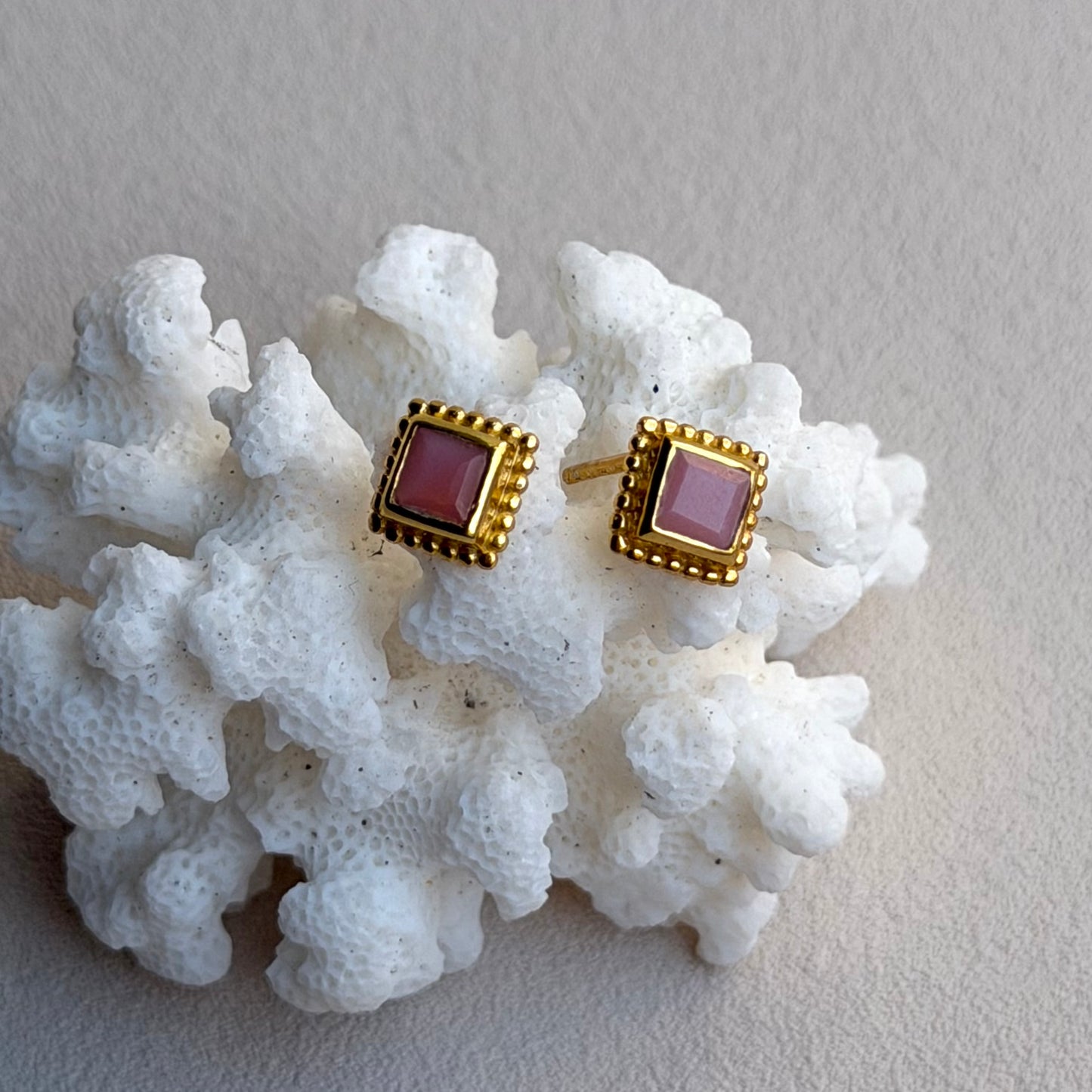 Pinke Opal Ohrringe - 925 Silber Vergoldet