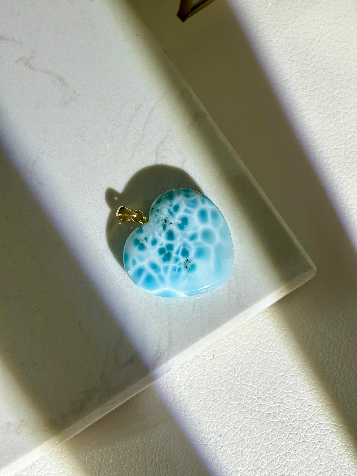 Larimar Herz Anhänger - 925 Silber 18k vergoldet - 159H