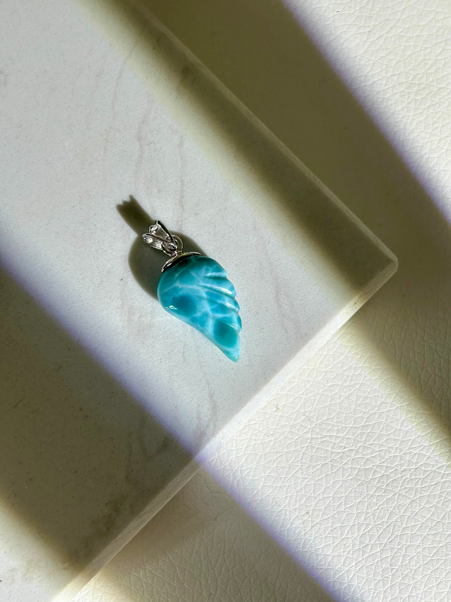 Larimar Flügel Anhänger - 925 Silber Rodoniert - 89FL