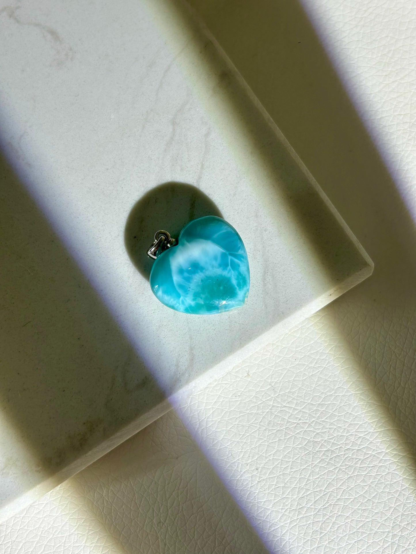Larimar Herz Anhänger - 925 Silber Rodoniert - 124XP