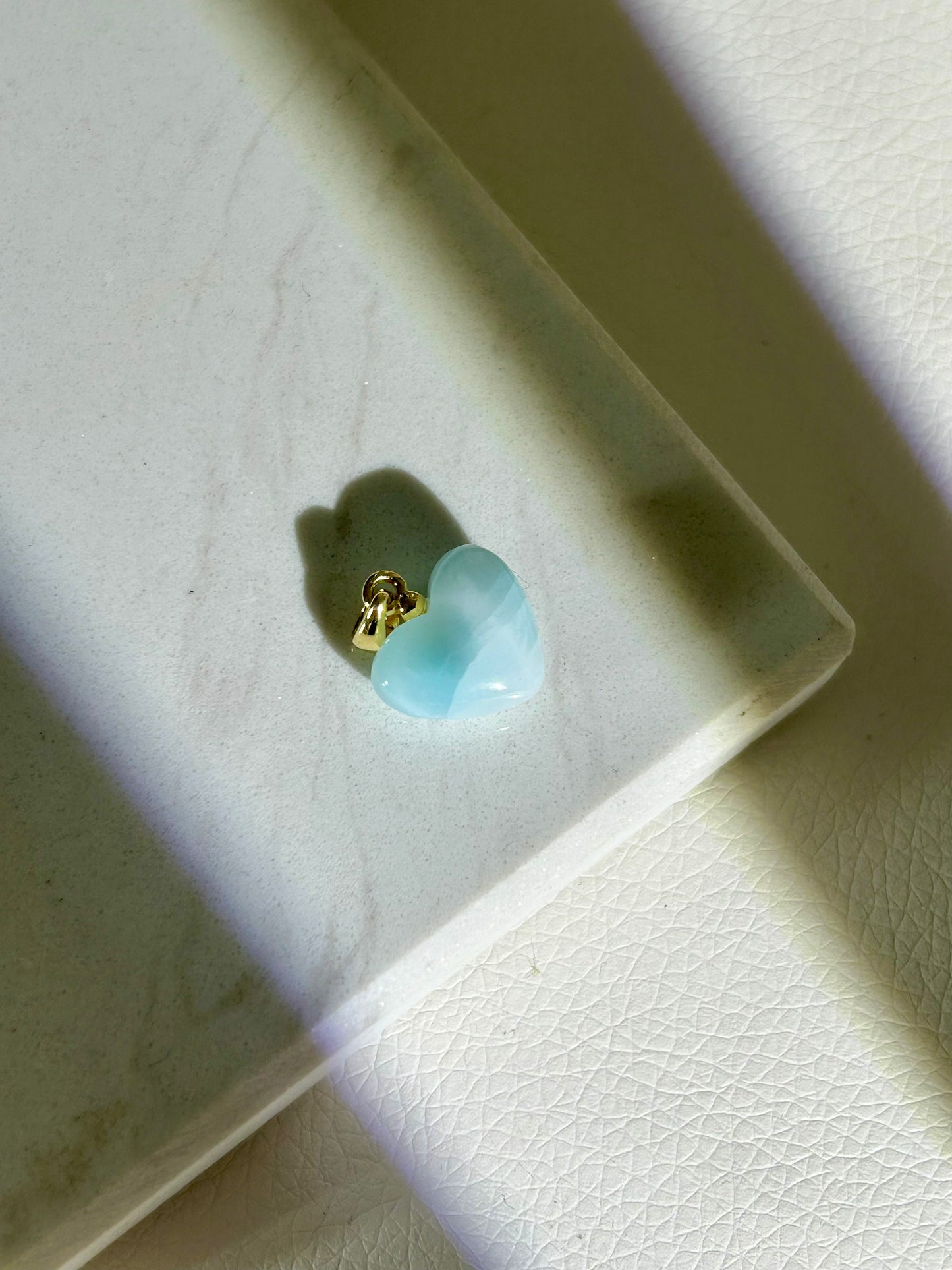 Larimar Herz Anhänger - 925 Silber 18k vergoldet - 45DH