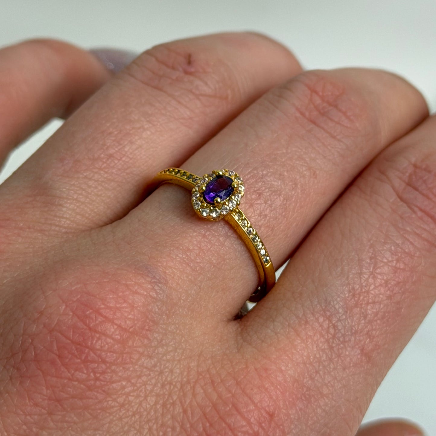 Amethyst Ring - 925 Silber - Vergoldung
