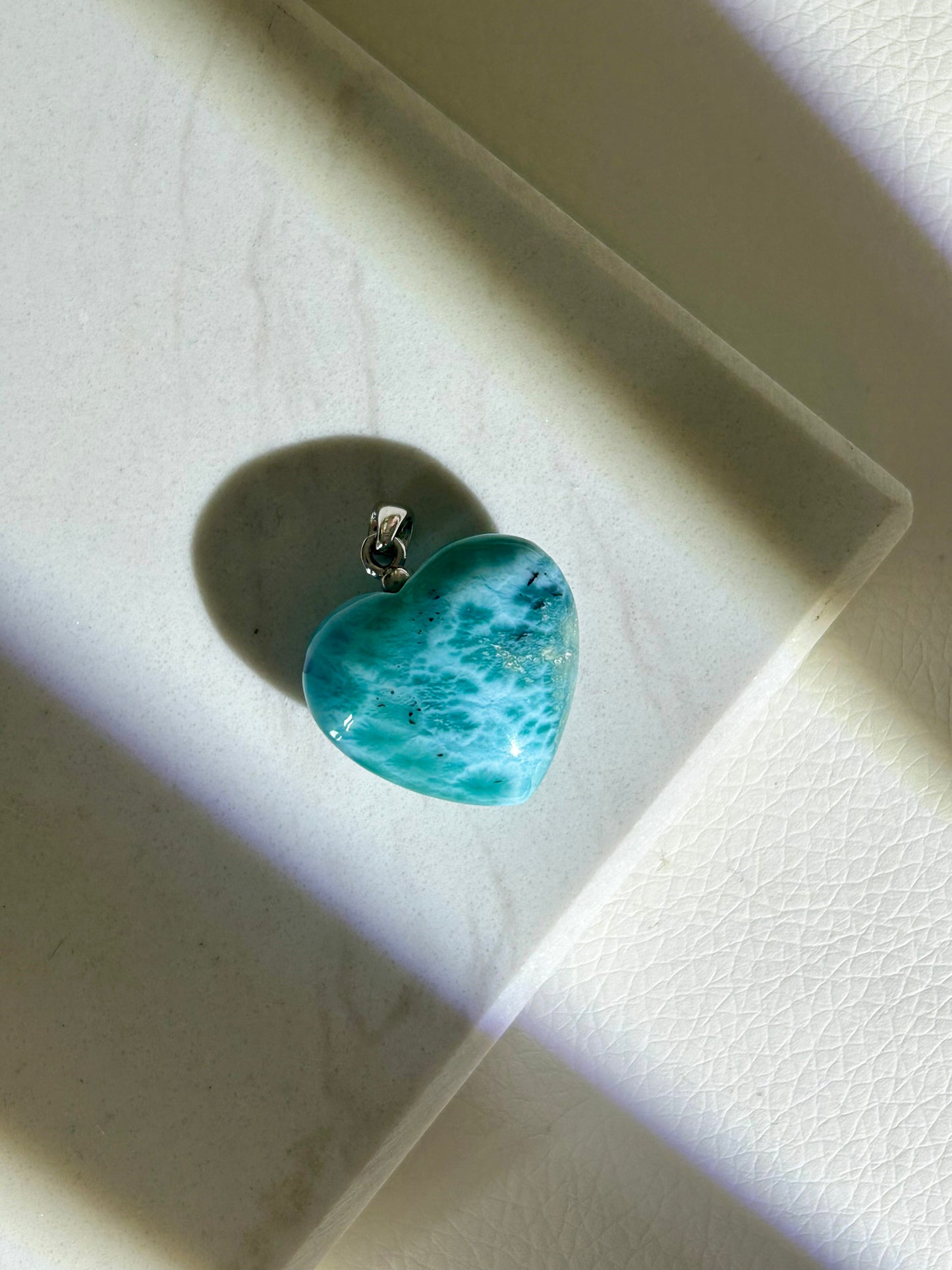 Larimar Herz Anhänger - 925 Silber Rodoniert - 124XE