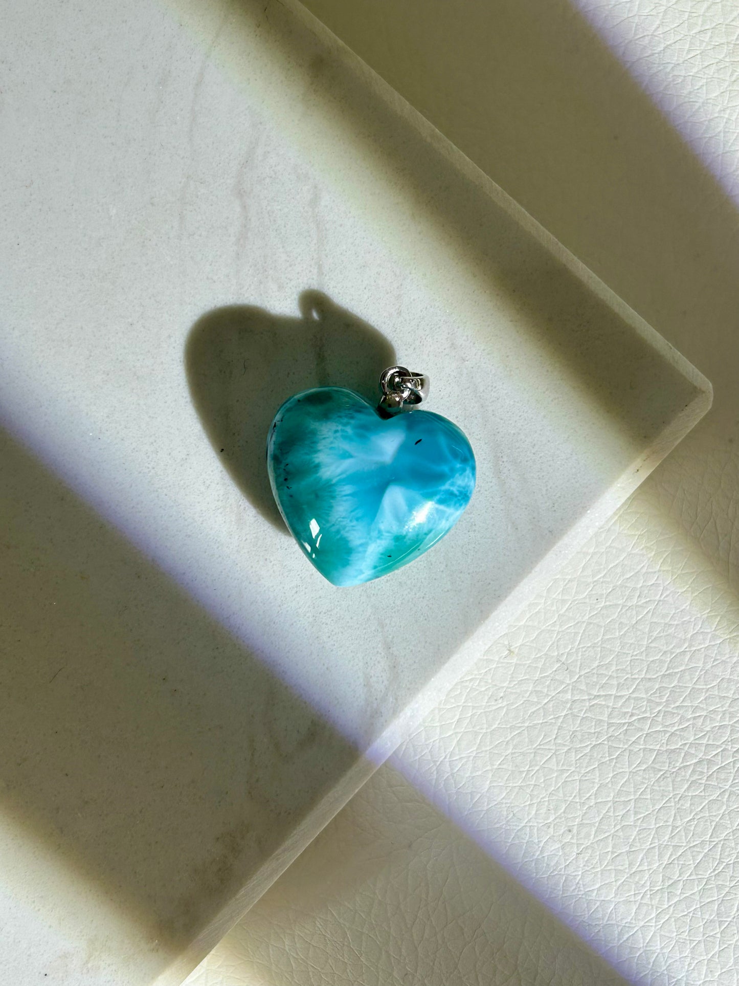 Larimar Herz Anhänger - 925 Silber Rodoniert - 124XE