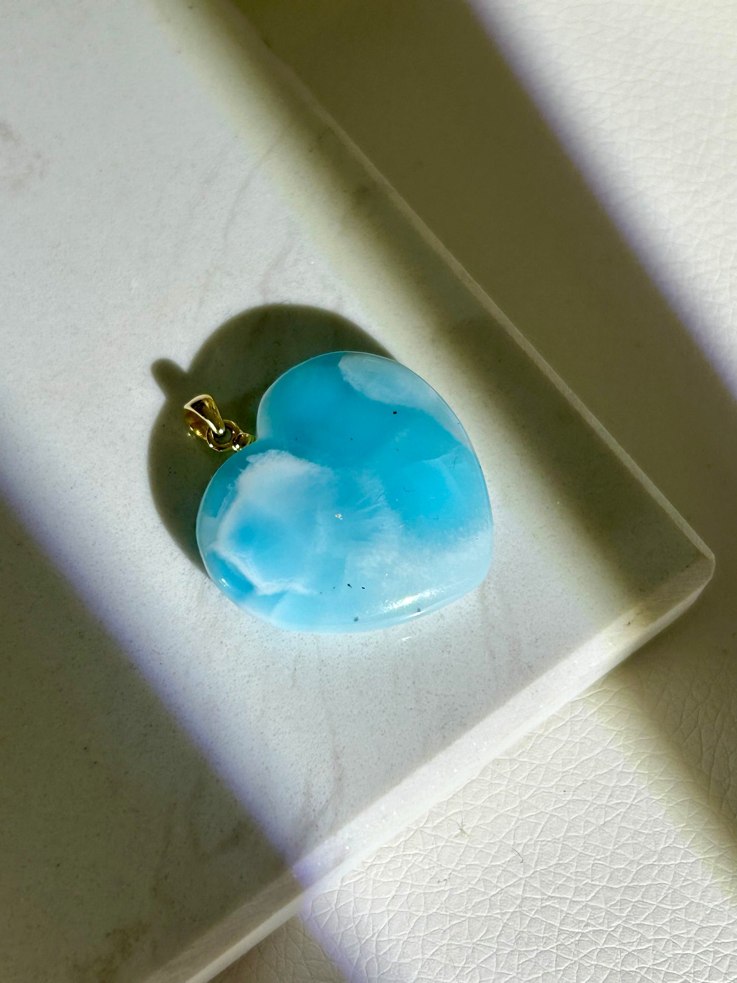 Larimar Herz Anhänger - 925 Silber 18k vergoldet - 159H