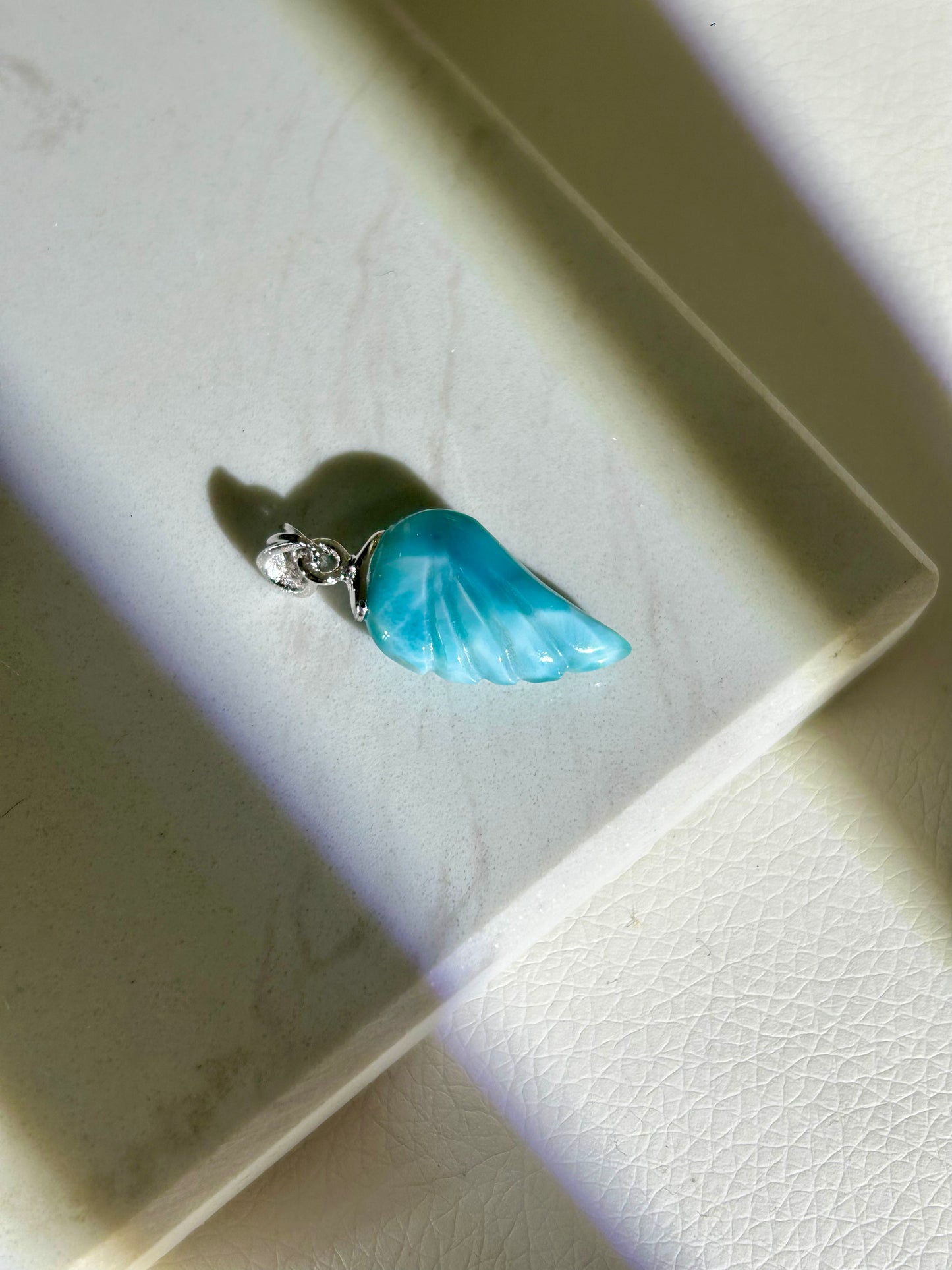 Larimar Flügel Anhänger - 925 Silber Rodoniert - 89FL