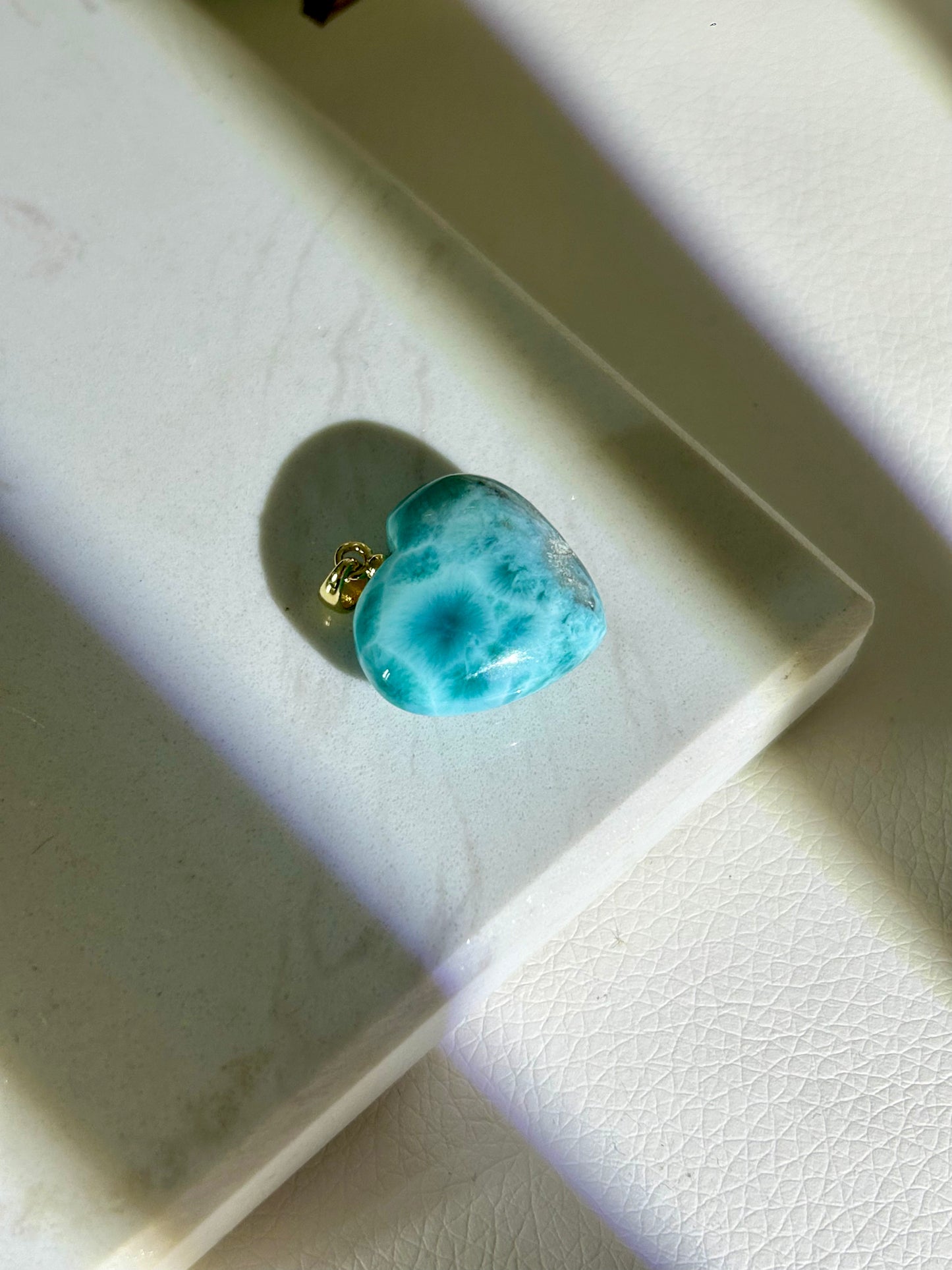 Larimar Herz Anhänger - 925 Silber 18k vergoldet - 129XU