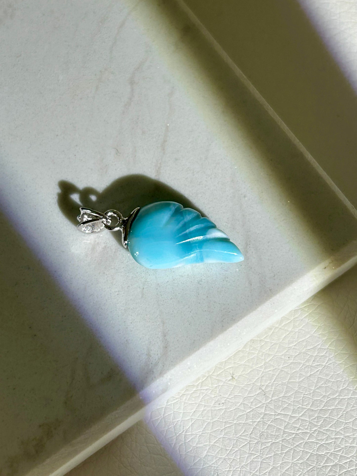 Larimar Flügel Anhänger - 925 Silber Rodoniert - 89FX