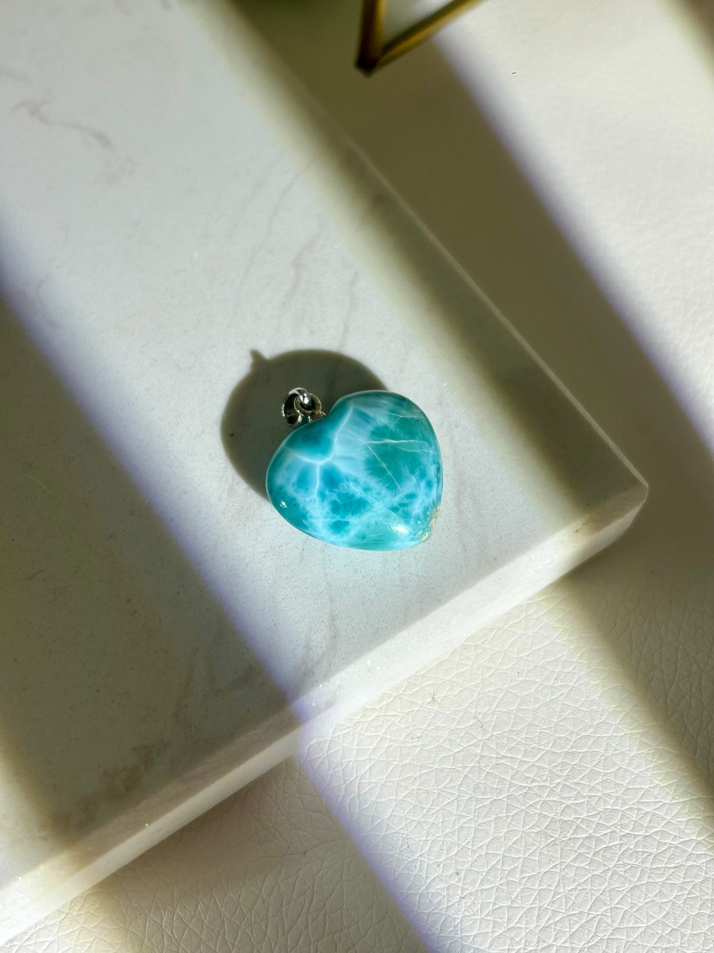 Larimar Herz Anhänger - 925 Silber Rodoniert - 124XP