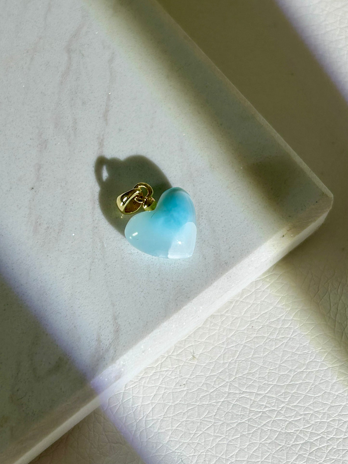 Larimar Herz Anhänger - 925 Silber 18k vergoldet - 45BH