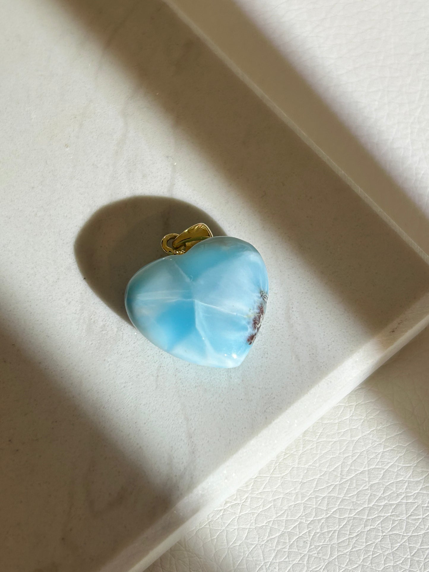 Larimar Herz Anhänger - 925 Silber 18k vergoldet - 79AH