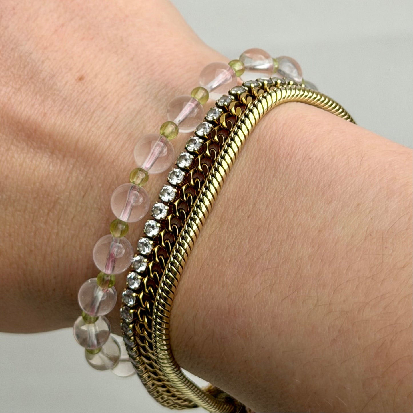 Peridot X Rosenquarz Armband
