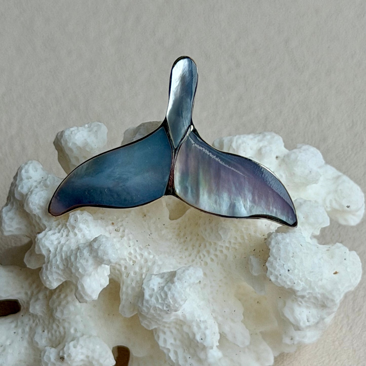 Perlmutt Delfinflosse Anhänger - 925 Silber - 29F