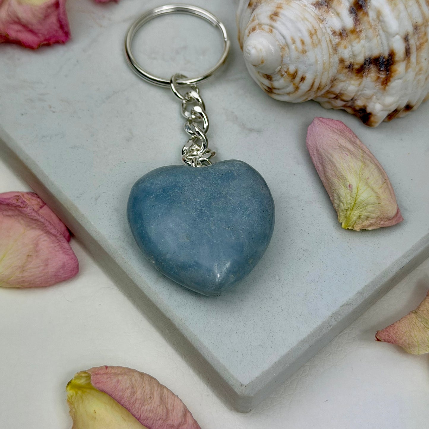 Angelit Herz - Schlüsselanhänger