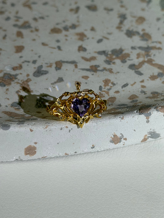 Warrior Ring - Amethyst - 925 Silber - 18k vergoldet