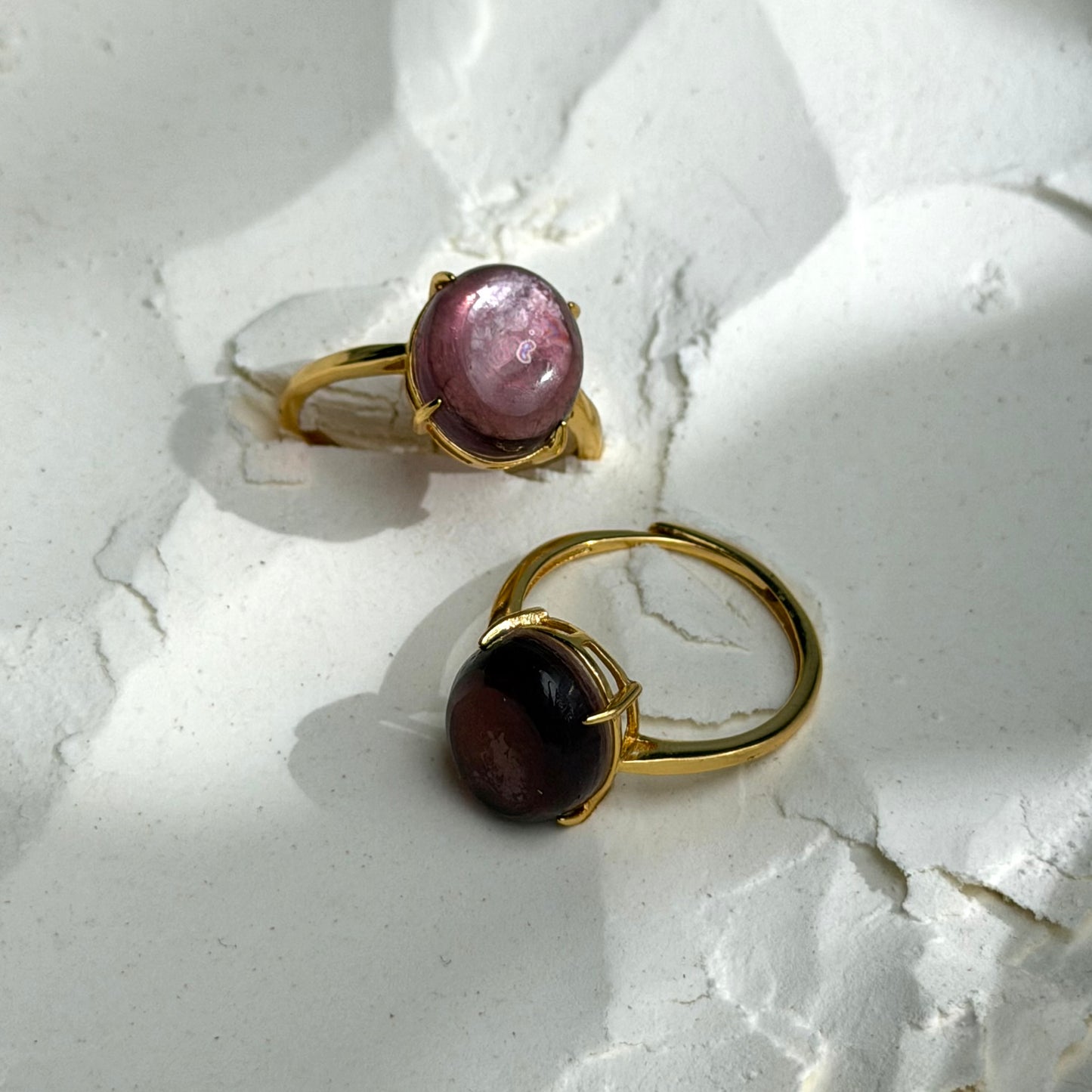 HQ Lepidolit mit Mica Ring - 925 Silber - Vergoldet
