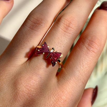 Aura Ring - Berry Turmalin - 925 Silber 24k Vergoldet