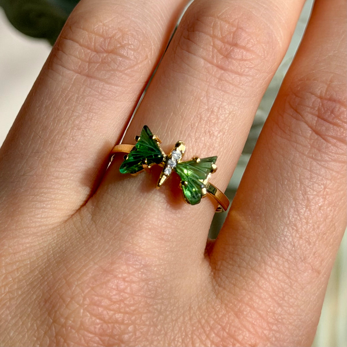 Chloris Ring - Grüner Turmalin - 925 Silber 24k Vergoldet