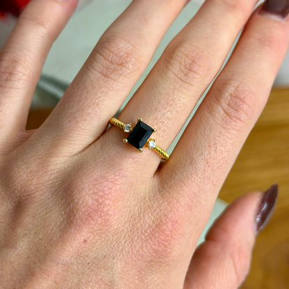 Aitna Ring - Obsidian - 925 Silber Vergoldet