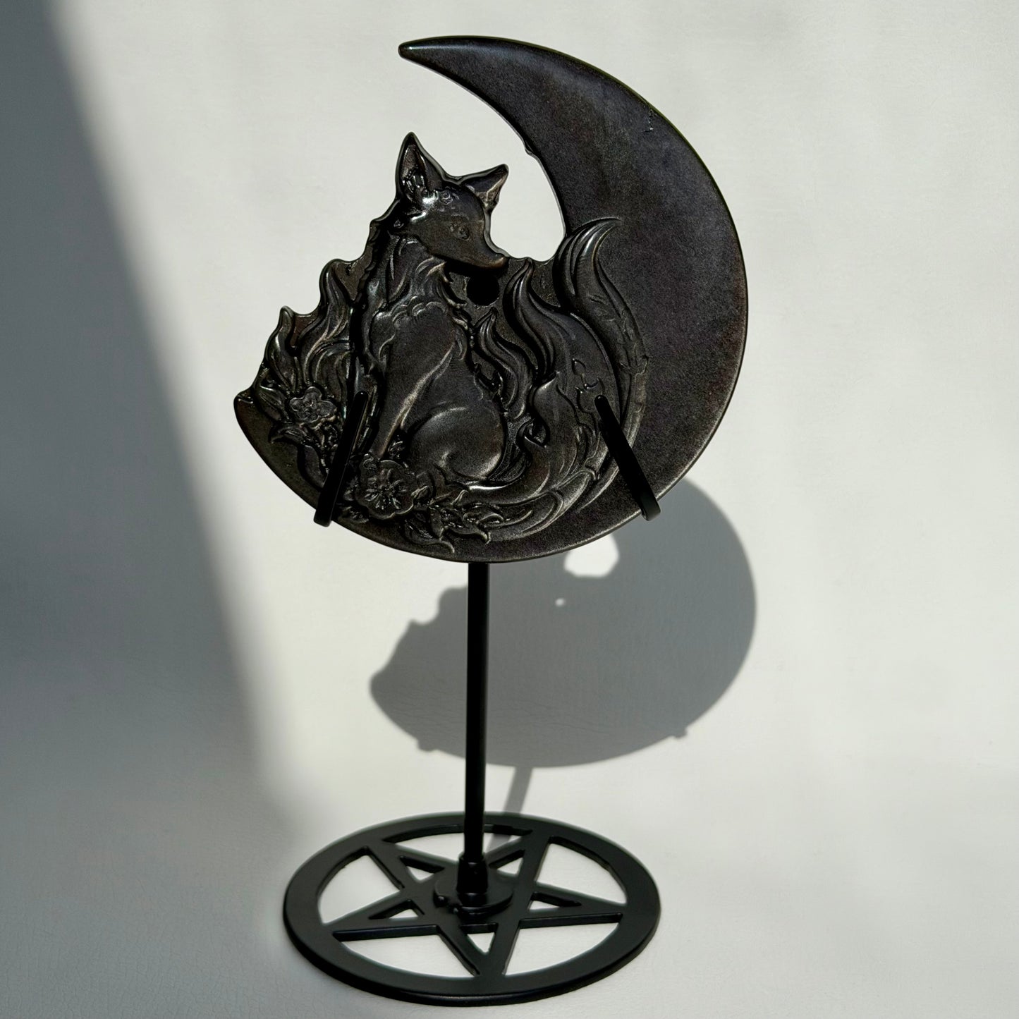 Silberobsidian Fuchs-Mond mit Halterung
