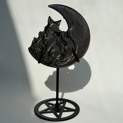 Silberobsidian Fuchs-Mond mit Halterung