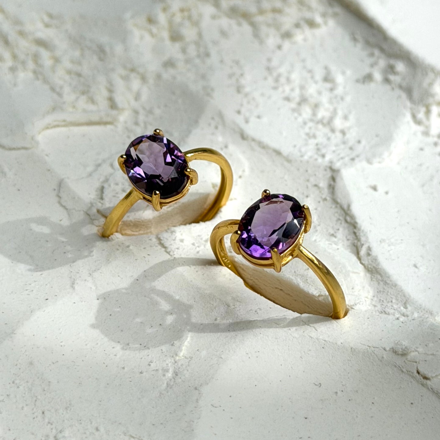 HQ Amethyst Ring - 925 Silber - Vergoldet