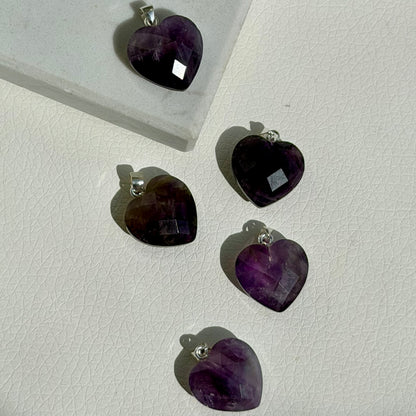 Amethyst Herz Anhänger - facettiert - 925 Silber