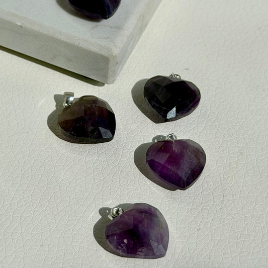 Amethyst Herz Anhänger - facettiert - 925 Silber