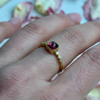 Pinker Turmalin Ring - 925 Silber - 18k Vergoldung