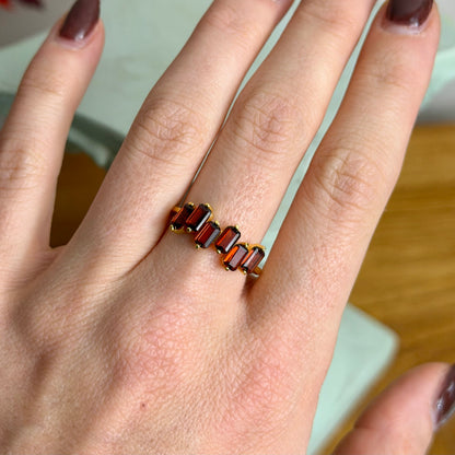 Pyrrha Ring - Granat - 925 Silber Vergoldet