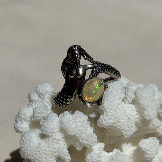 Opal Ring Meerjungfrau - 925 Silber -Größenverstellbar