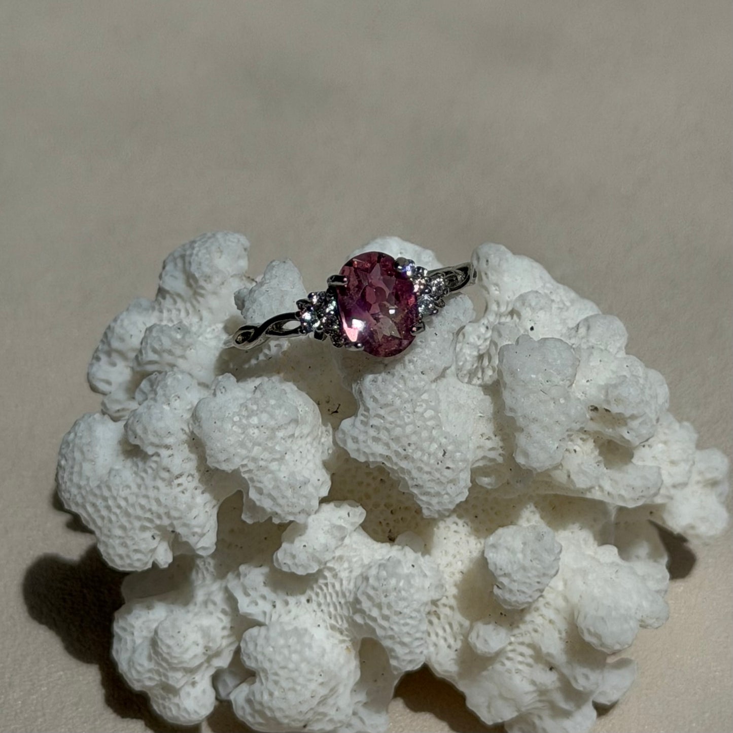 Pinker Turmalin Ring  - 925 Silber - Größenverstellbar