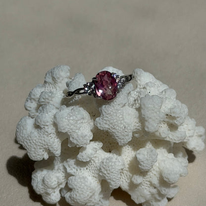 Pinker Turmalin Ring  - 925 Silber - Größenverstellbar