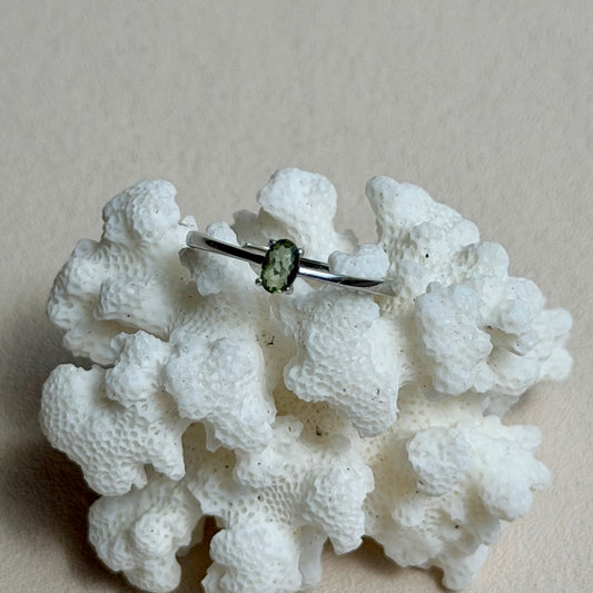 Moldavit Ring - 925 Silber -Größenverstellbar