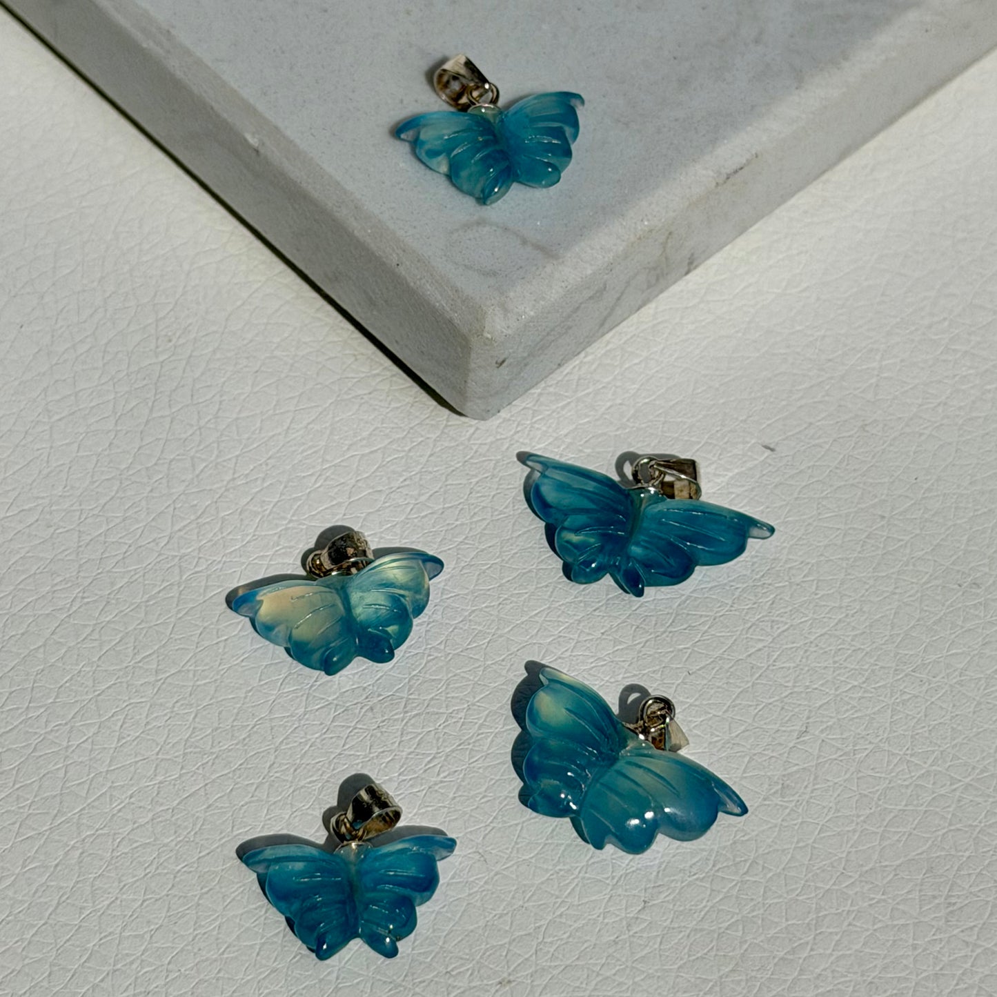 HQ Aquamarin Schmetterling Anhänger - 925 Silber