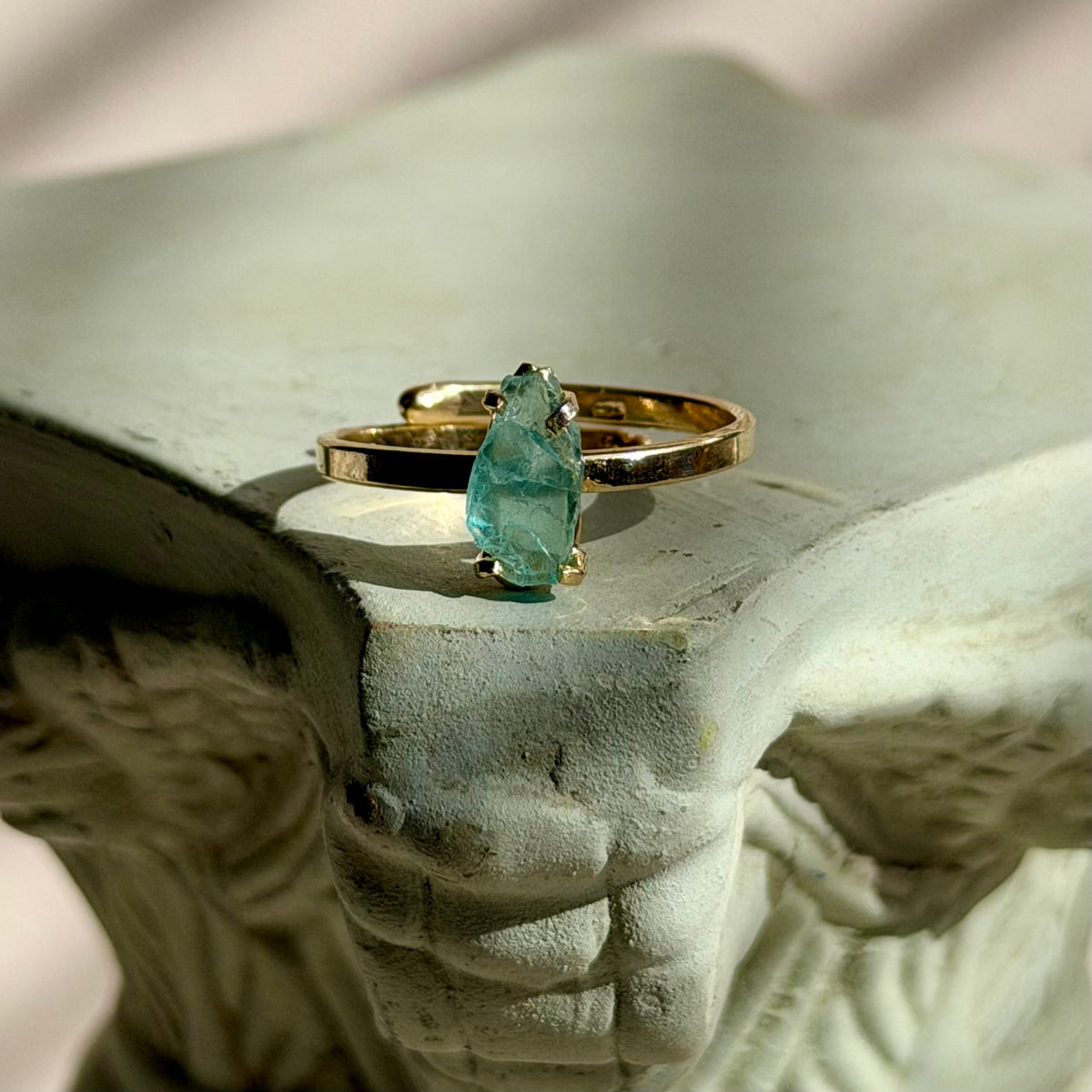 Glauke Ring - Blauer Turmalin - 925 Silber 14k Vergoldet