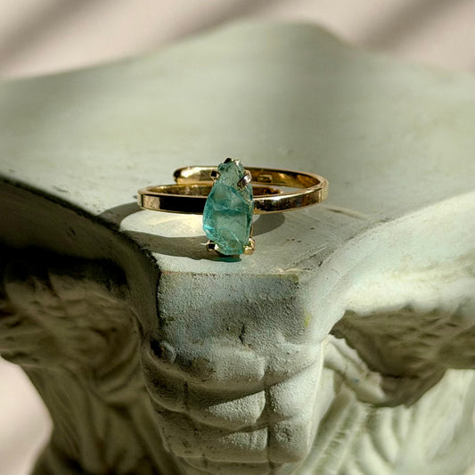 Glauke Ring - Blauer Turmalin - 925 Silber 14k Vergoldet