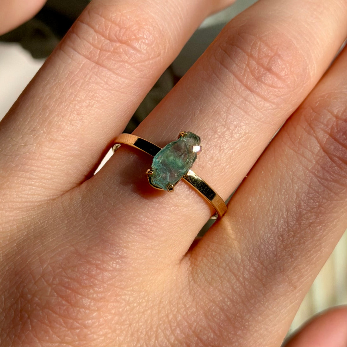 Glauke Ring - Blauer Turmalin - 925 Silber 14k Vergoldet