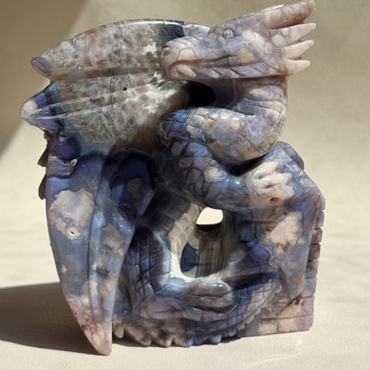 Blumenachat Drache - Handgeschnitzt